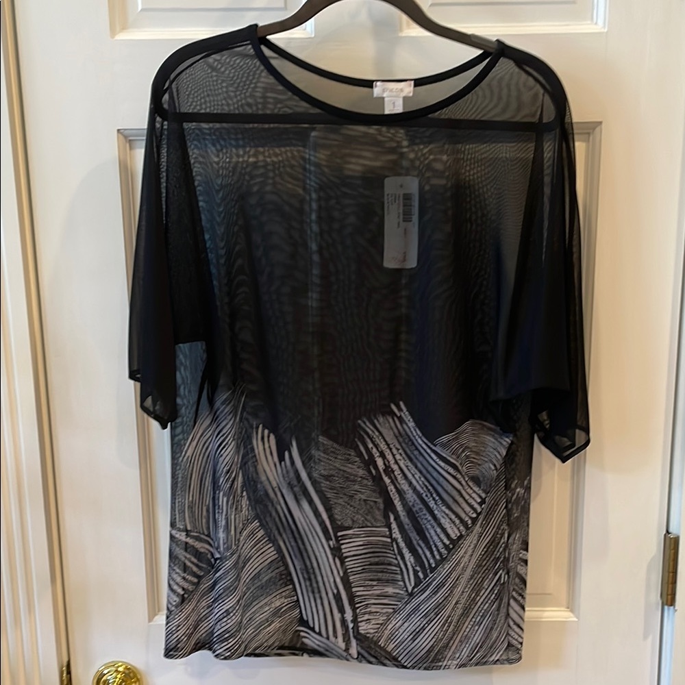 Chico's size 1, same as 8/10, Black and White Mesh Top NWT.